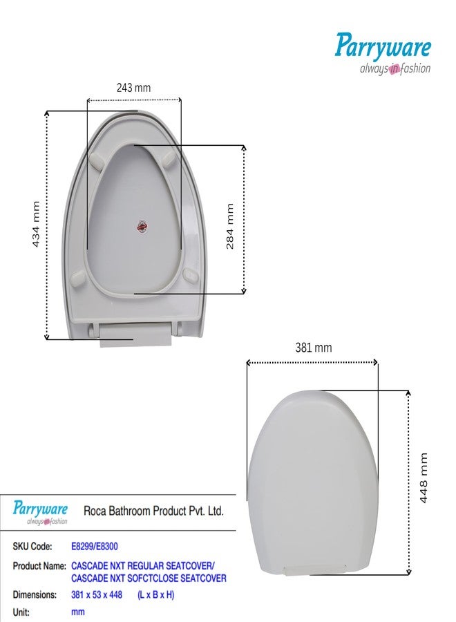 Parryware Casa Soft Close Seat Cover (E83001C) with Adjustable Hinges | Eco-friendly Material with Superior Finish |Round Shape & Ultra White Colour Commode Seat Cover Antibacterial Technology - Image 3