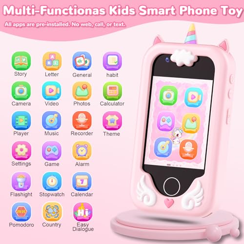 Lapare Kids Smart Phone Toy for Girls Christmas Birthday Gifts for Girls Age 310 28 Touchscreen Toddler Learning Play Toy Phone with Dual Camera Game Music Player 32GB CardPink - Image 5