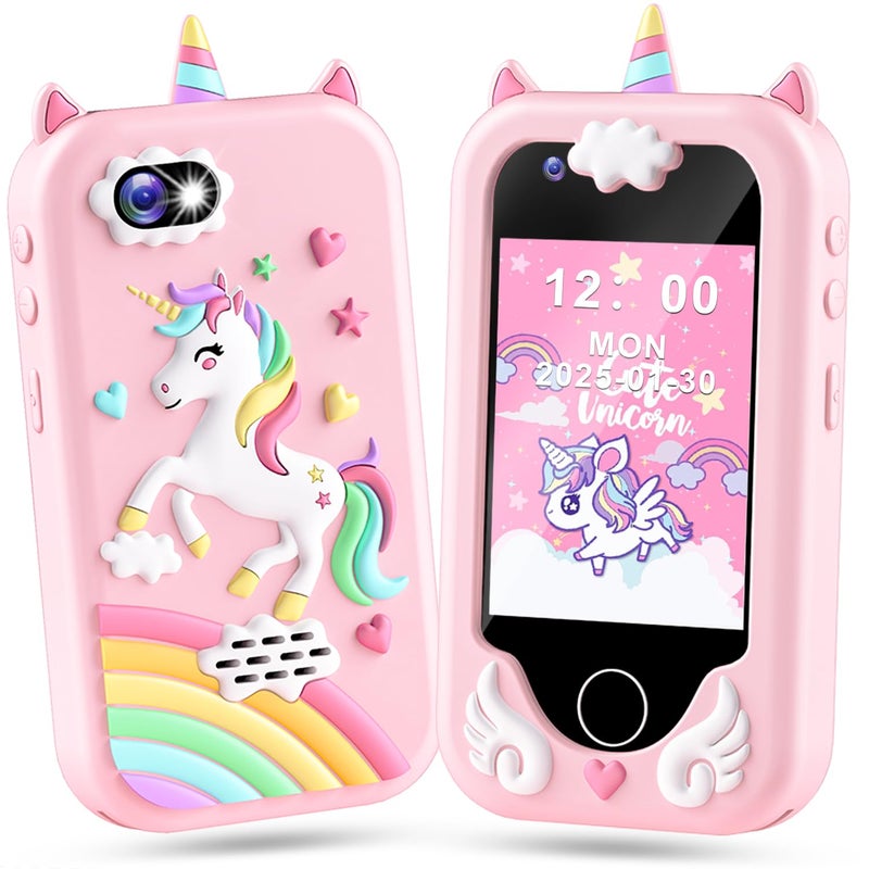 Lapare Kids Smart Phone Toy for Girls Christmas Birthday Gifts for Girls Age 310 28 Touchscreen Toddler Learning Play Toy Phone with Dual Camera Game Music Player 32GB CardPink - Image 3