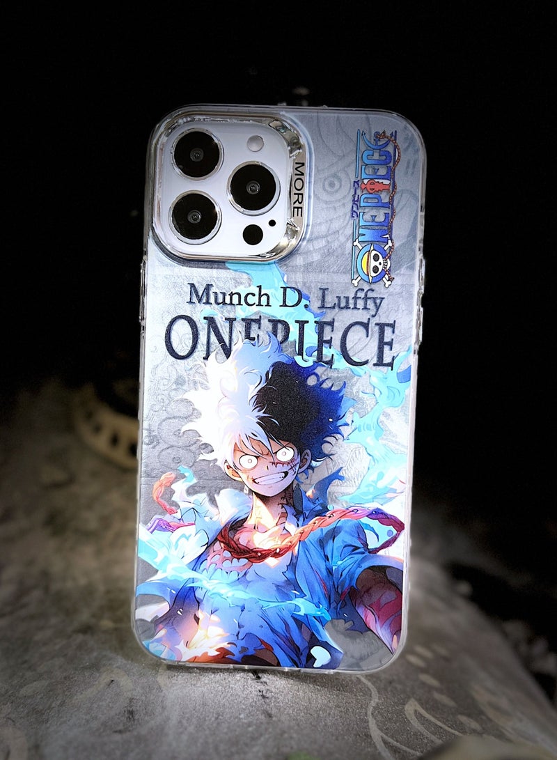 Case for iPhone 12 Pro Max Electroplated Fluorescent Laser Phone shell with Nica Luffy Pattern