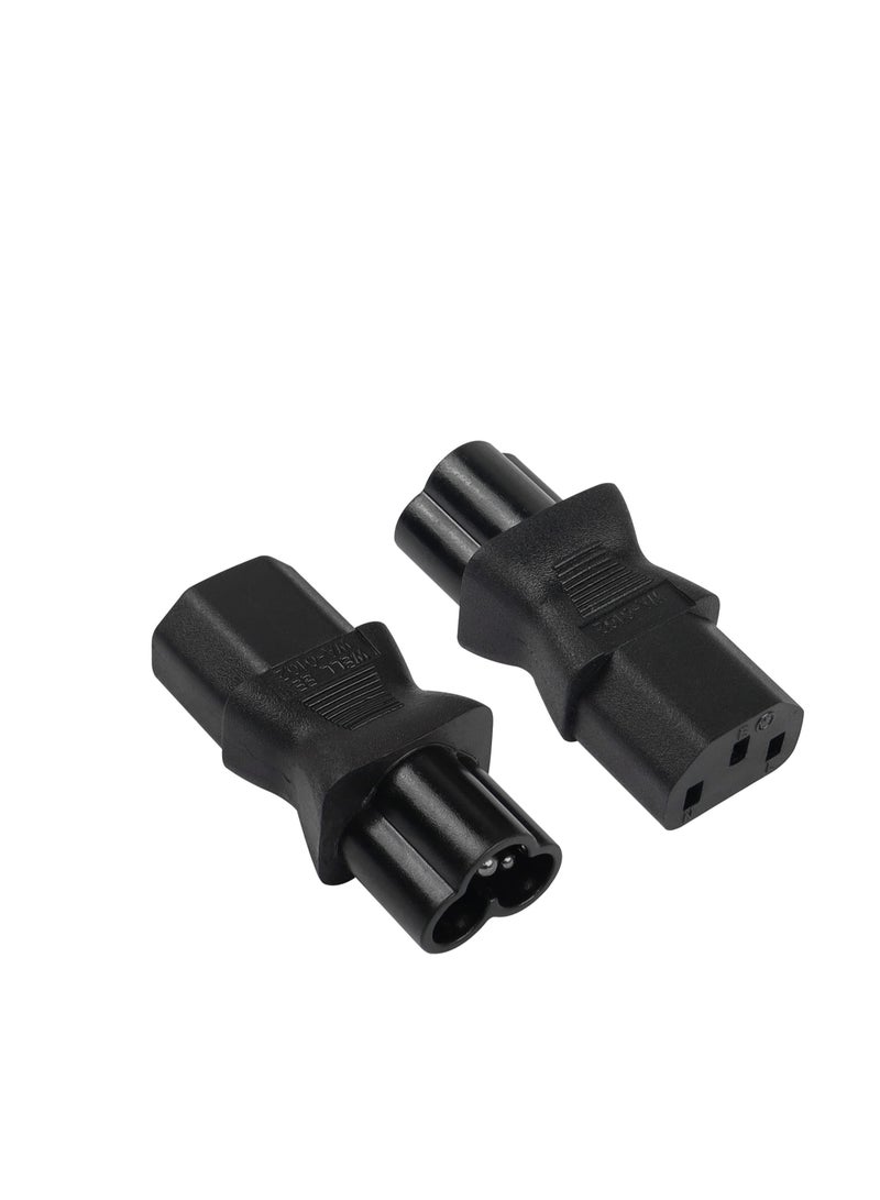 2 Pack C13 Female to Male C6 Power Adapter, C13 to C6 3-Pin AC Converter Plug, Laptop Mains Cable Converter - Image 1