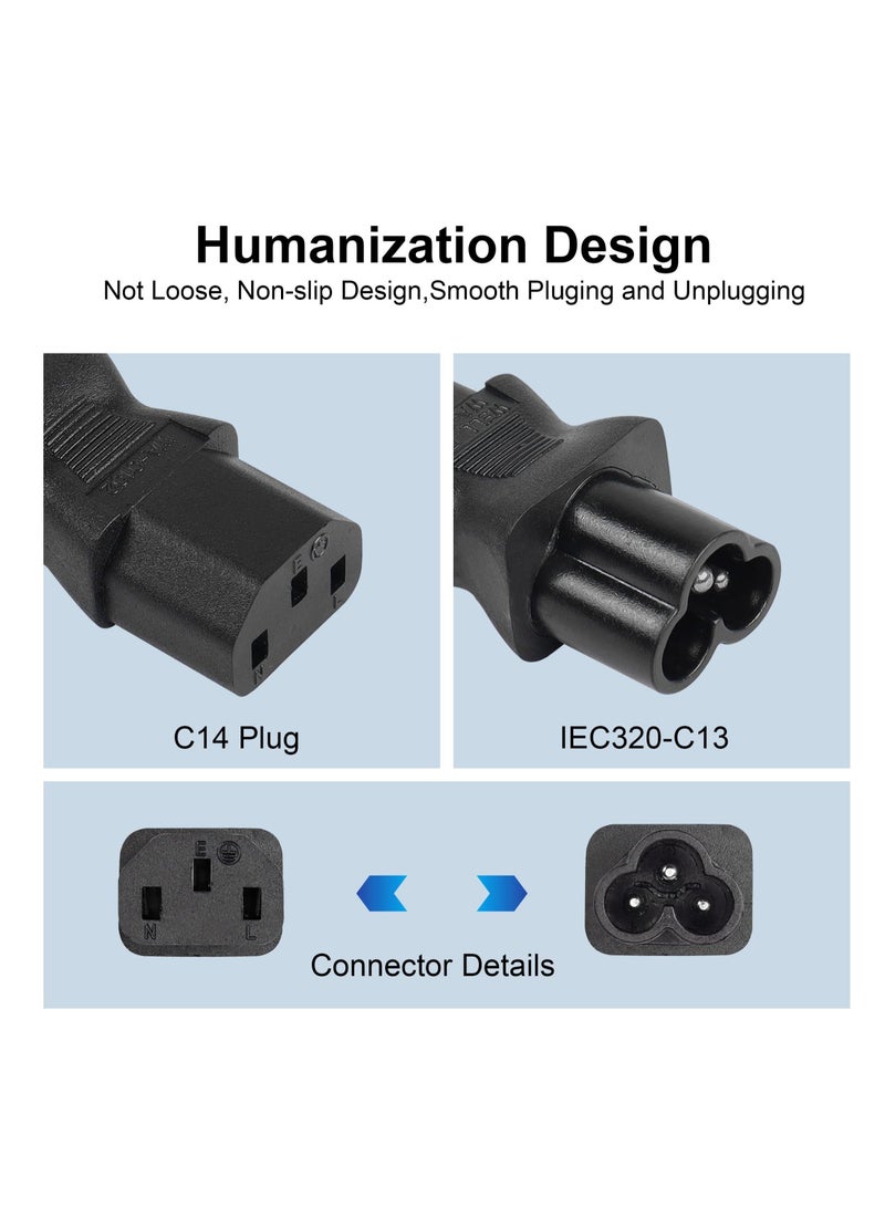 2 Pack C13 Female to Male C6 Power Adapter, C13 to C6 3-Pin AC Converter Plug, Laptop Mains Cable Converter - Image 3