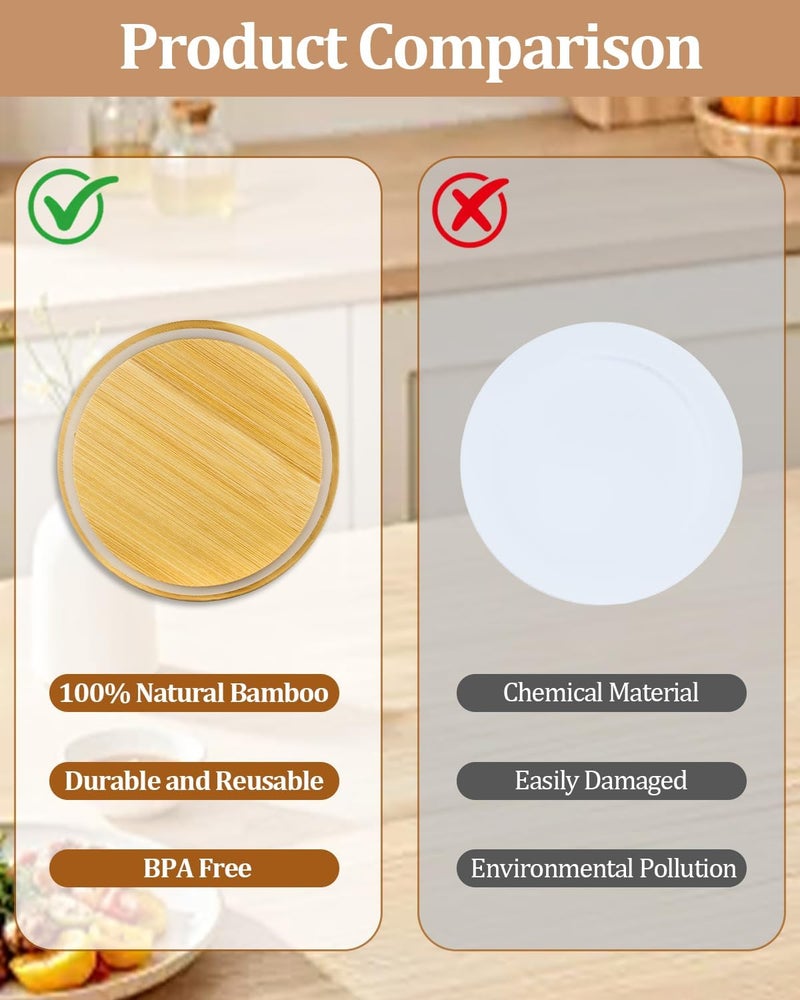 TERESRY Replacement Wooden Lids for Pyrex, Anchor Hocking Glass Containers 7200 * 4, Bamboo Lids for Pyrex 2Cup Glass Bowls, Bowl Covers with Leakproof Silicone Gasket 4 Pack - Image 4