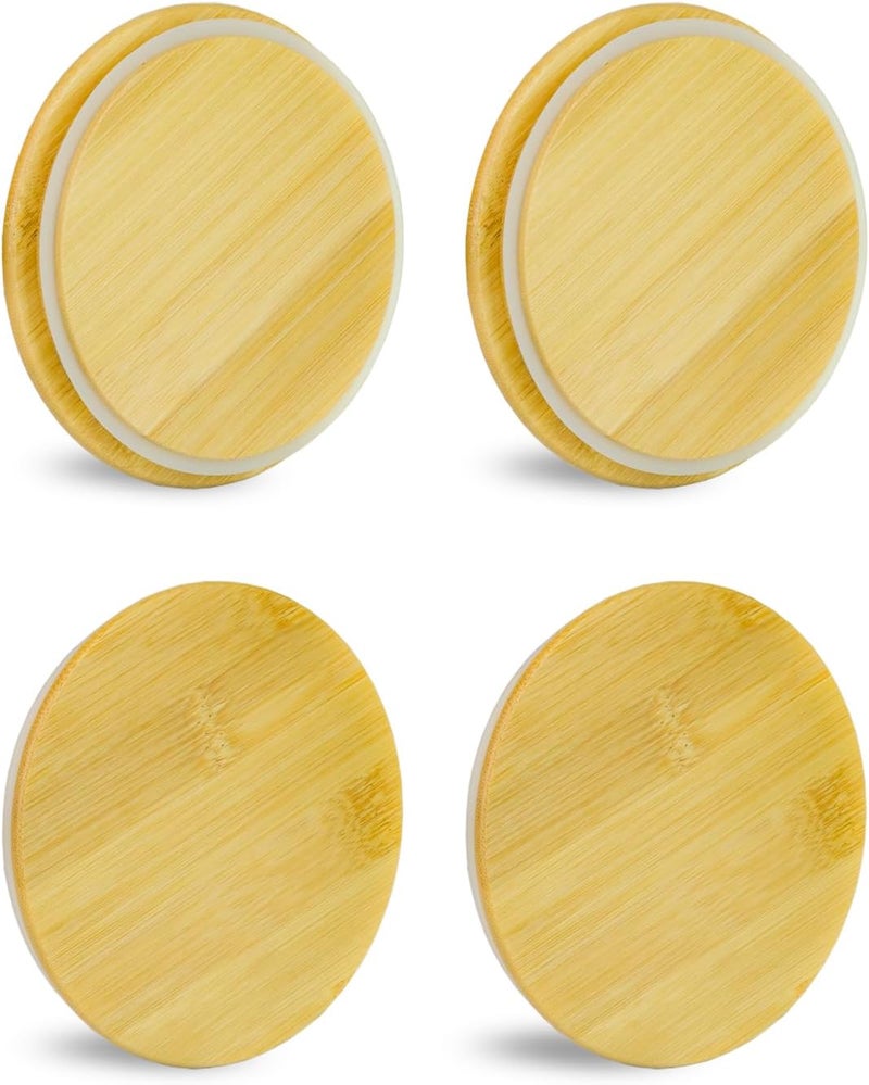 TERESRY Replacement Wooden Lids for Pyrex, Anchor Hocking Glass Containers 7200 * 4, Bamboo Lids for Pyrex 2Cup Glass Bowls, Bowl Covers with Leakproof Silicone Gasket 4 Pack - Image 1