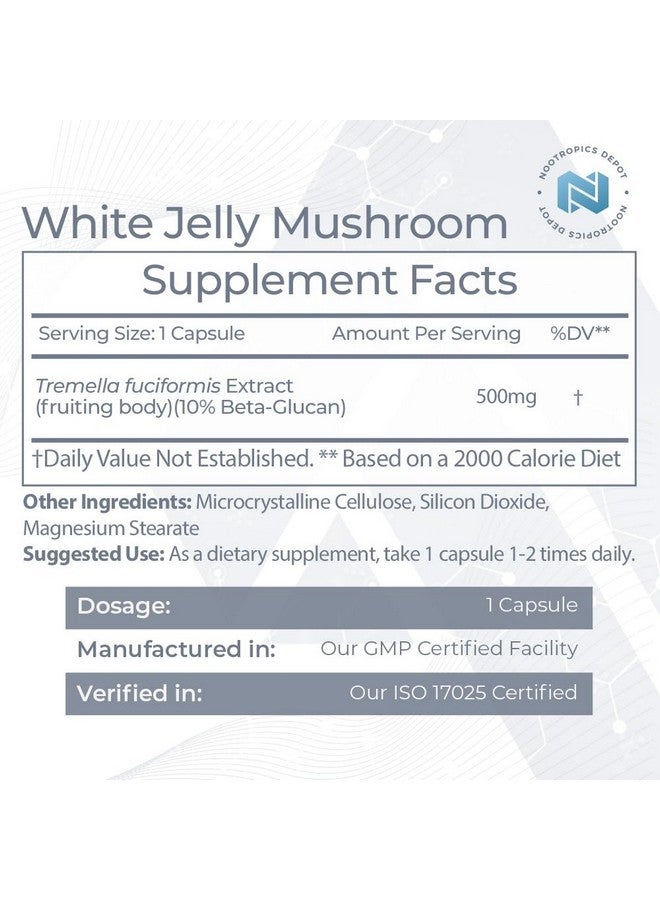 Nootropics Depot White Jelly Mushroom Capsules | 500mg | 60 Count | Tremella fuciformis - Image 2