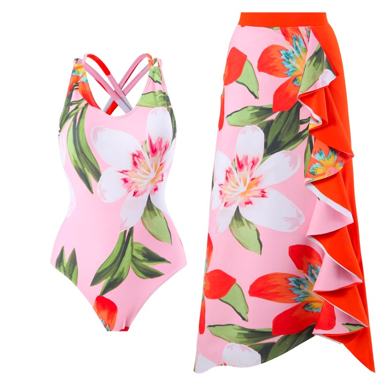 Bikini Set Swimsuit Wrap Dress Beach Dress Vintage Chiffon Blouse Spa Swimming Bikini - Image 2
