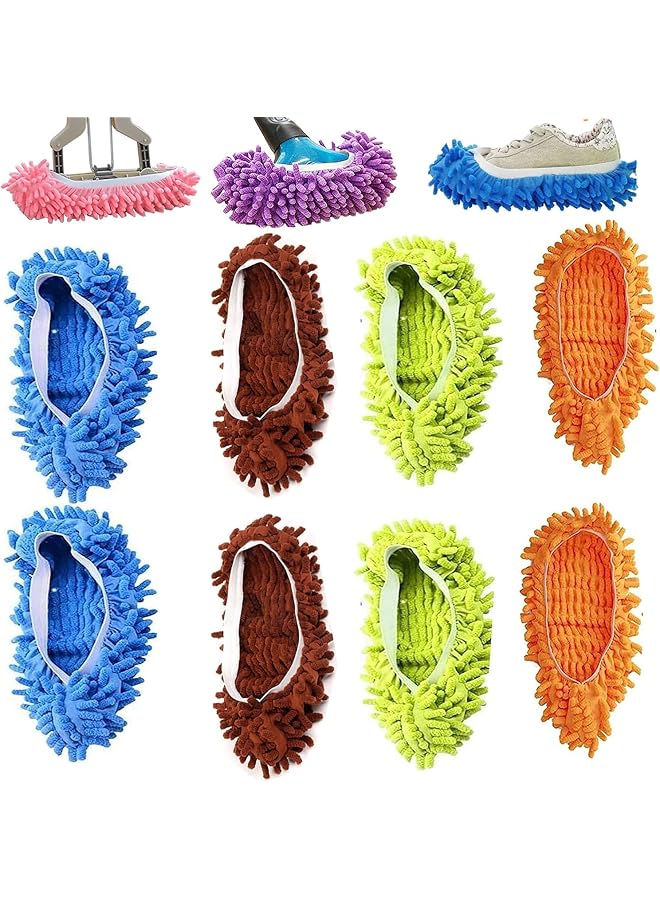promass Mop Slippers Shoes Cover Dust Duster Slippers Foot Socks Hair Cleaners Sweeping Microfiber Mop Cleaning Floor House Office Bathrron Kitchen Washable Reusable 8 PCS 4 Pairs - Image 1