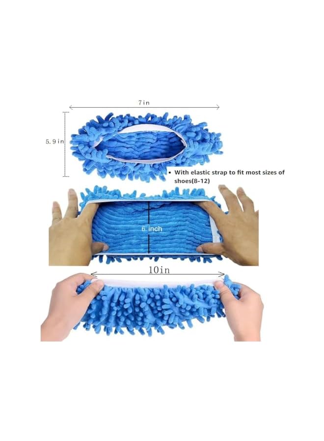 promass Mop Slippers Shoes Cover Dust Duster Slippers Foot Socks Hair Cleaners Sweeping Microfiber Mop Cleaning Floor House Office Bathrron Kitchen Washable Reusable 8 PCS 4 Pairs - Image 3