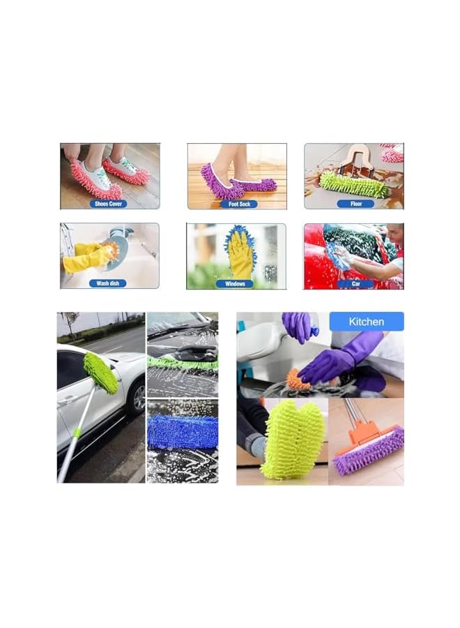 promass Mop Slippers Shoes Cover Dust Duster Slippers Foot Socks Hair Cleaners Sweeping Microfiber Mop Cleaning Floor House Office Bathrron Kitchen Washable Reusable 8 PCS 4 Pairs - Image 2