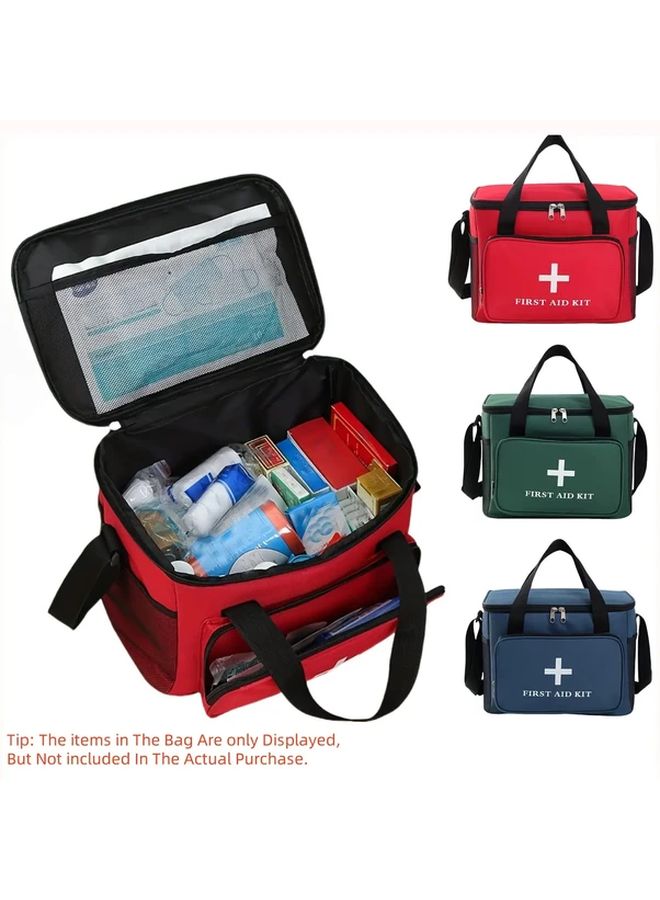 حقيبة إسعافات أولية محمولة كبيرة السعة مع حزام كتف قابل للتعديل باللون الأزرق - Image 4