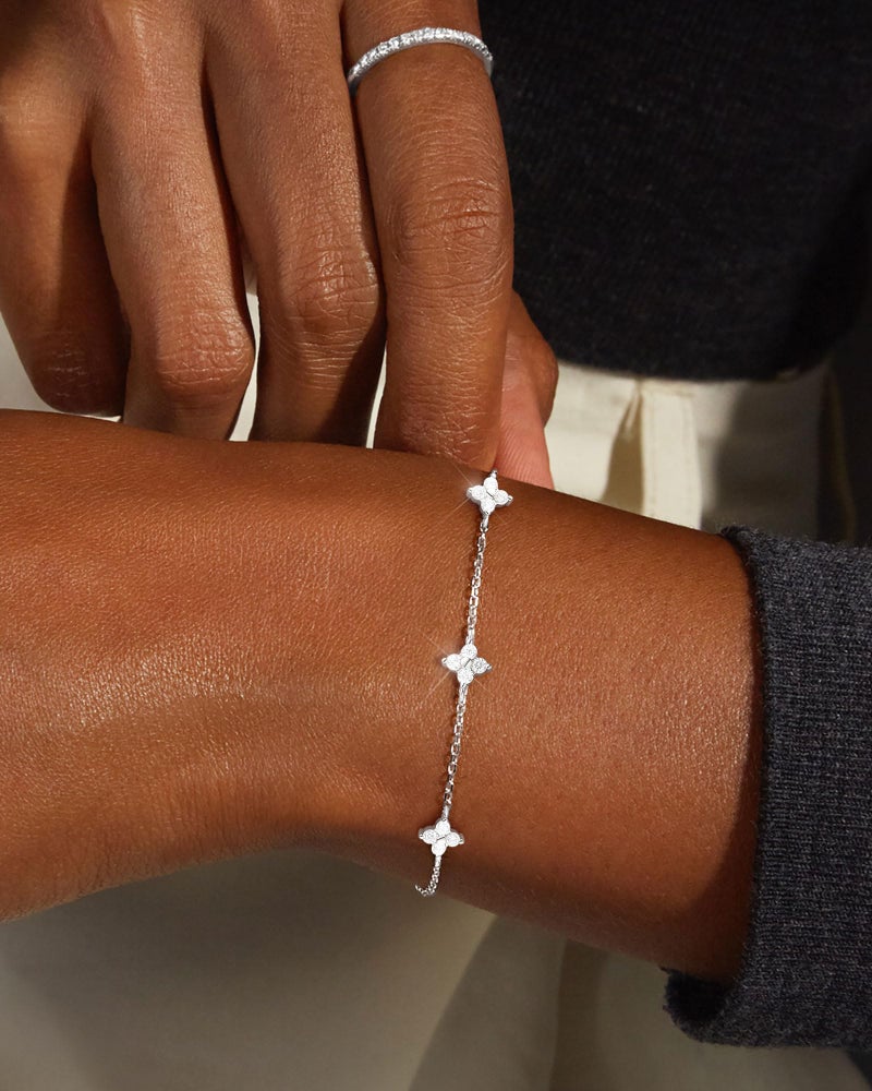 FUNEIA Dainty Silver Gold Bracelets for Women Trendy Non Tarnish 14K Gold Plated Waterproof Diamond Bracelets Cute Stackable Heart Butterfly Clover Cross Evil Eye Charm Bracelet Stack Jewelry Gifts - Image 2