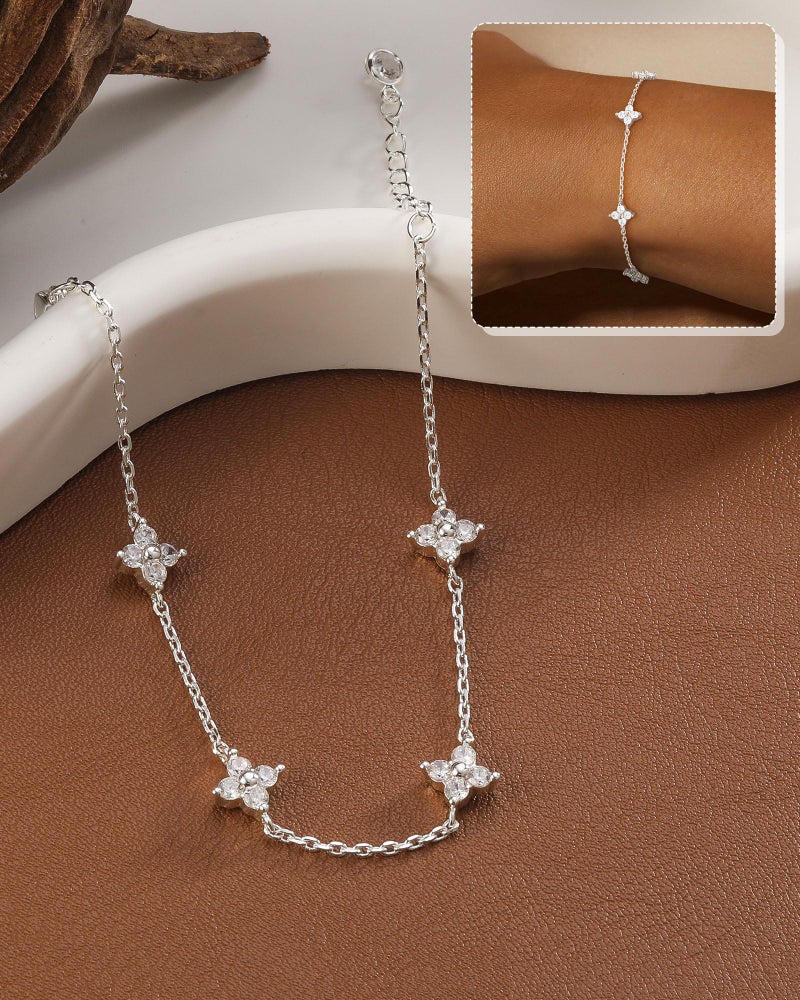 FUNEIA Dainty Silver Gold Bracelets for Women Trendy Non Tarnish 14K Gold Plated Waterproof Diamond Bracelets Cute Stackable Heart Butterfly Clover Cross Evil Eye Charm Bracelet Stack Jewelry Gifts - Image 4