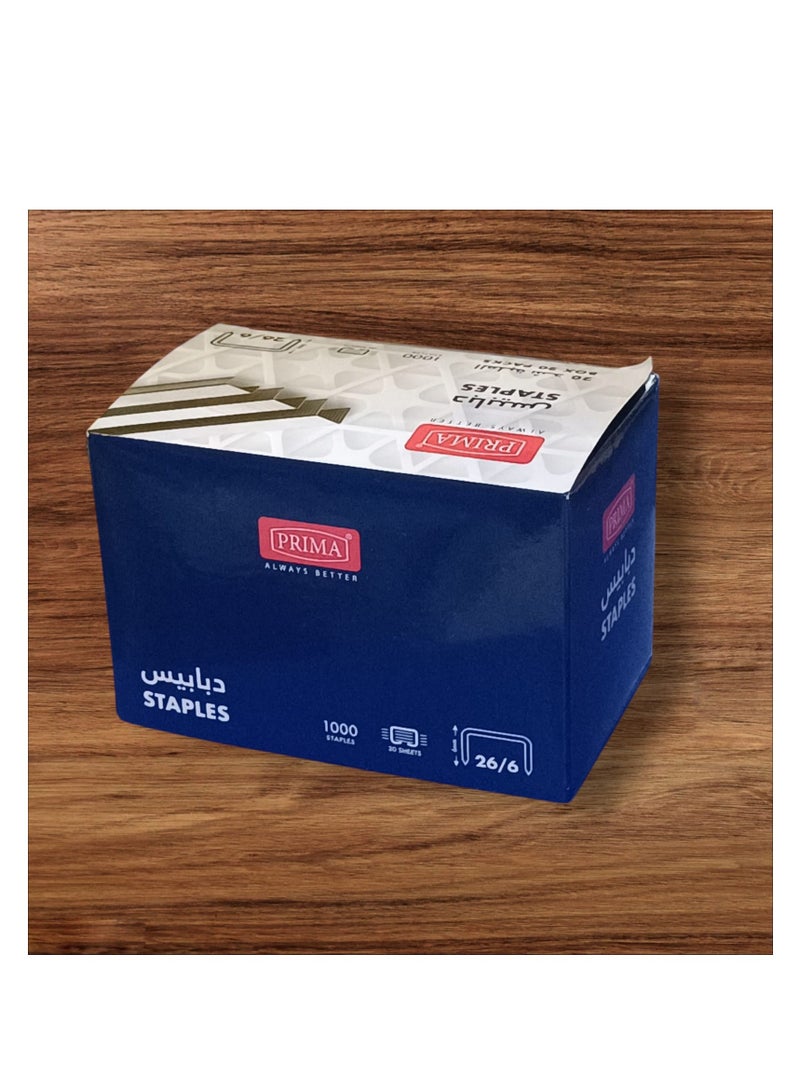 بريما دبابيس دباسة مقاس  26/6 عبوة  الصندوق 20 عبوة صغير - Image 2