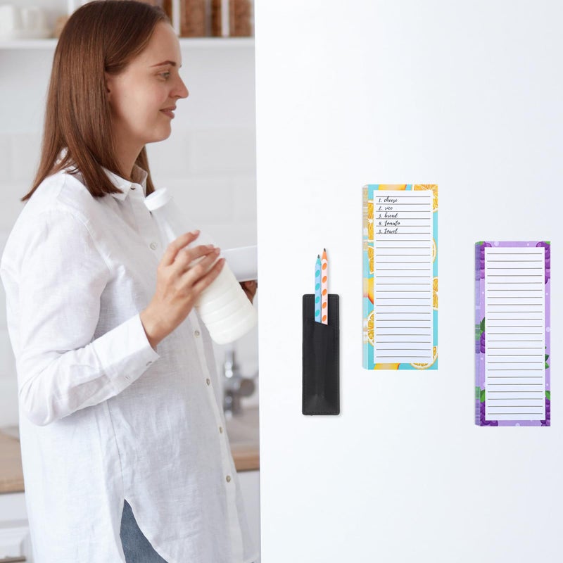 Thboxes 4 Pack Magnetic Note Pad for Fridge with Pen Holder, Totally 200 Sheets Grocery List Magnet Pad for Refrigerator Magnetic Shopping List Padï¼ˆFruit Designï¼‰ - Image 5