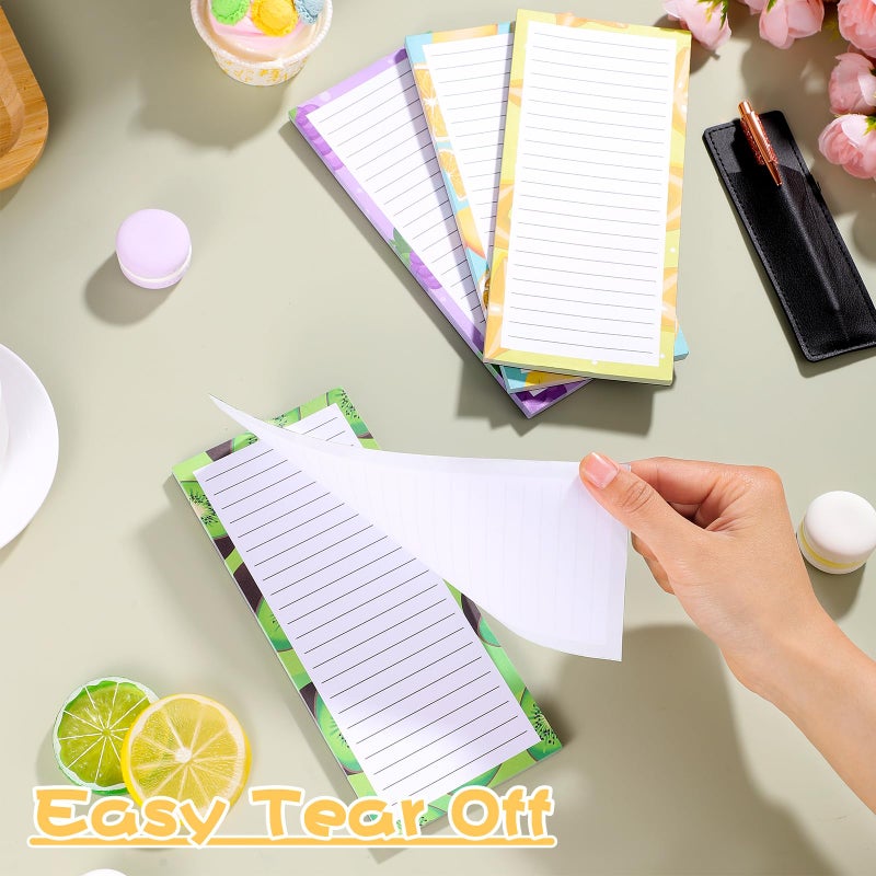 Thboxes 4 Pack Magnetic Note Pad for Fridge with Pen Holder, Totally 200 Sheets Grocery List Magnet Pad for Refrigerator Magnetic Shopping List Padï¼ˆFruit Designï¼‰ - Image 3
