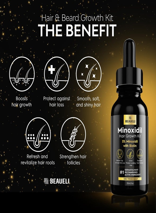beaueli Minoxidil for Men Beard Growth Kit, Minoxidil for Women Hair Growth Kit, Hair Loss Treatments for Women Hair Regrowth Treatment, Minoxidil 5%, Black - Image 3