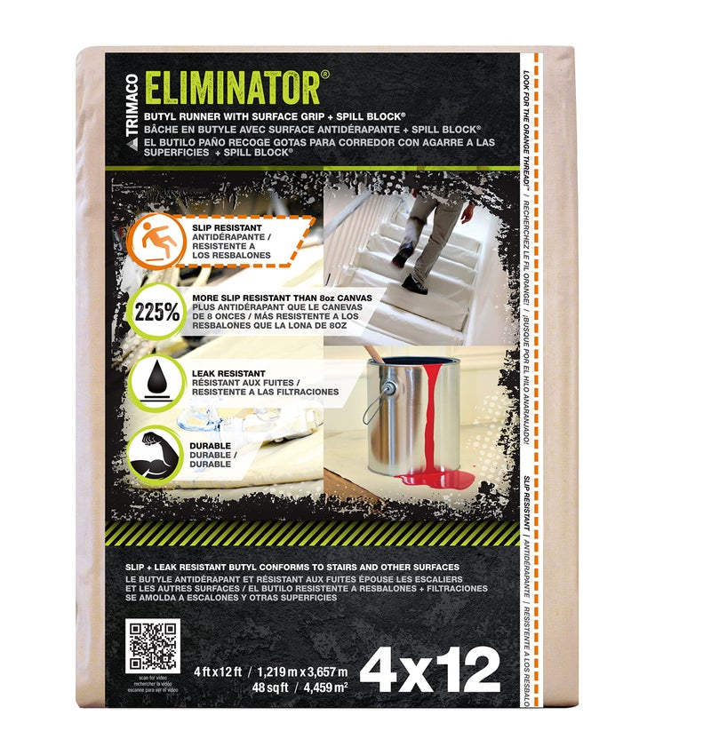 Trimaco Eliminator Butyl Drop Cloth, 4-feet x 12-feet - Image 1