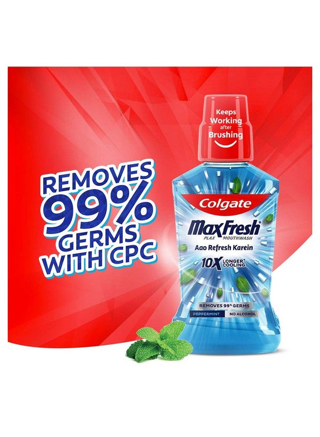 Colgate Maxfresh Plax Antibacterial Mouthwash, 24/7 Fresh Breath, Alcohol Free Mouth Wash Liquid For Bad Breath - 500Ml Pepper Mint (Complete Oral Care) - Image 3