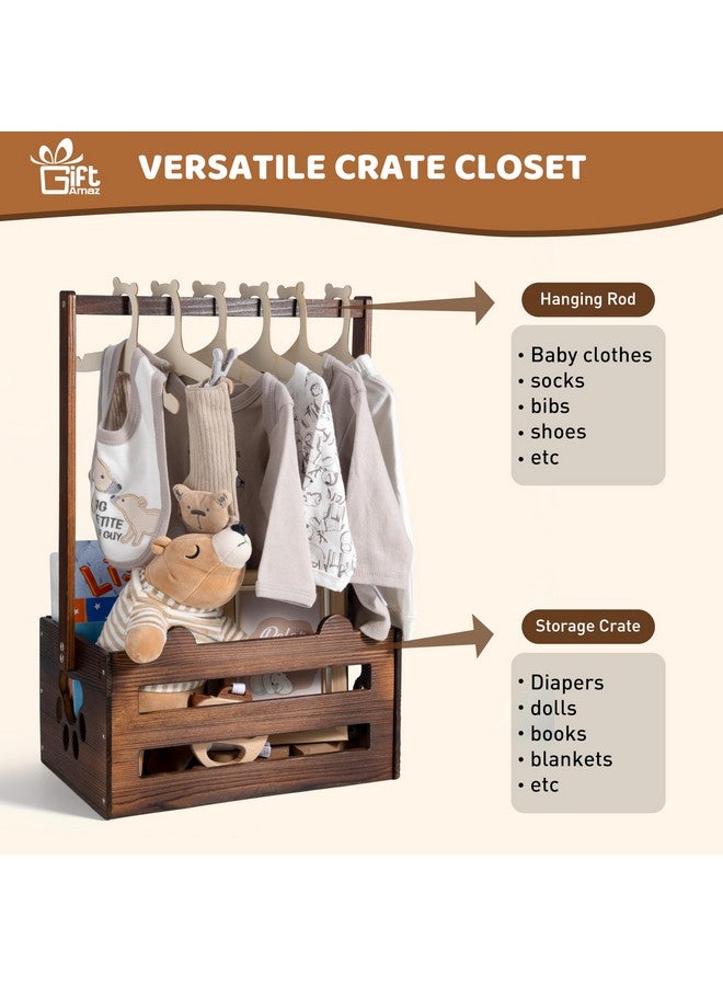 GiftAmaz Brown Wooden Baby Shower Crate Closet, Baby Storage Crate with Handle, Baby Shower Gifts Basket, Baby Welcome Box for Newborn Boys Girls, Pregnancy Gifts for New Parents - Image 4