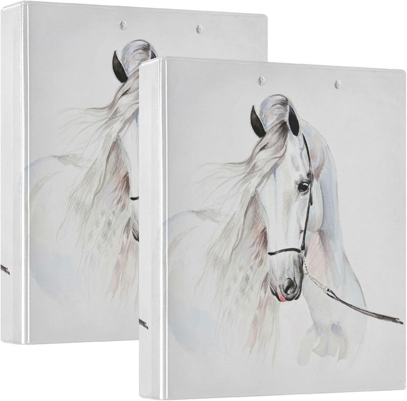 senya 3 Ring Binder White Horse File Folder Holds 200 Sheets File Storage for Women Men School Office Supplie  - Image 3