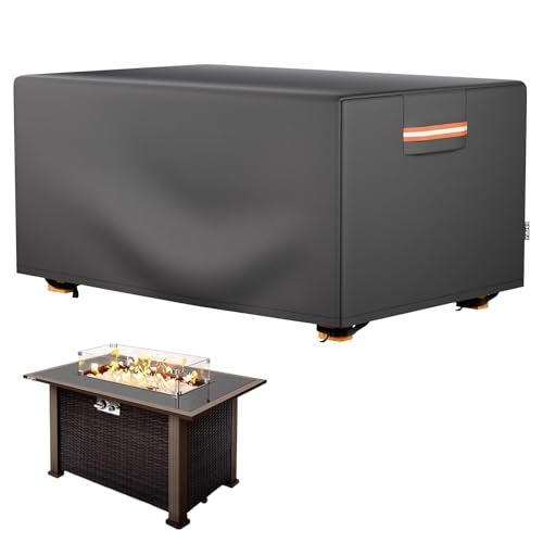 EVRBUL 523424 In Heavy Duty 420D Rectangular Gas Fire Pit Table Cover Waterproof Firepit Cover Patio Propane Firepit Table Covers with Windproof Buckles - Image 1
