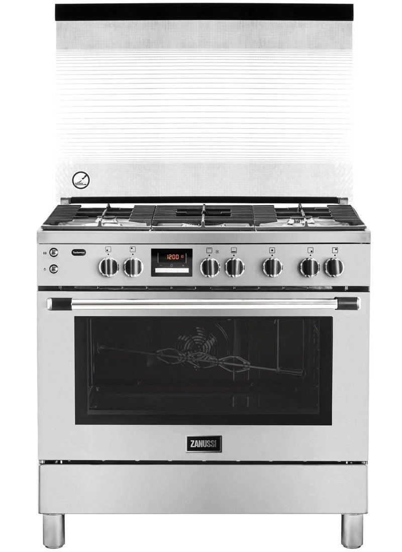 ZANUSSI Gas Cooker 5 Burners Cast Iron Holders Stainless Steel Cooking And Cooling Fans ZCG92686XA  - Image 1