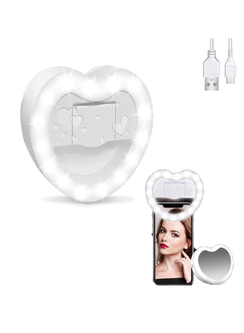 Excefore Selfie Ring Light 40 LED Dimmable Ring Light Clip-on Phone Ring Light 3 Light Color 3 Level Brightness Universal Selfie Light for Phone Laptop YouTube Video Makeup Beauty Live Fill Light(Heart) - Image 1
