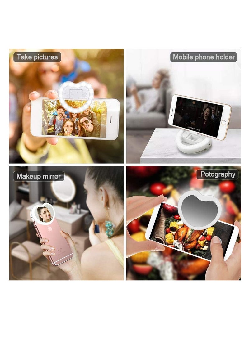 Excefore Selfie Ring Light 40 LED Dimmable Ring Light Clip-on Phone Ring Light 3 Light Color 3 Level Brightness Universal Selfie Light for Phone Laptop YouTube Video Makeup Beauty Live Fill Light(Heart) - Image 4