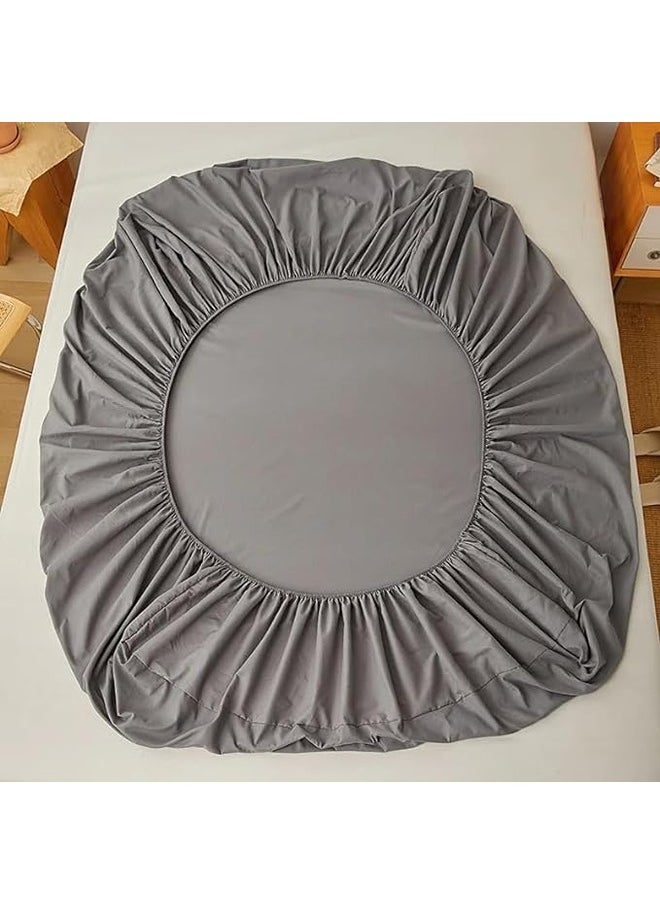 QBED Plain Fitted Sheet Set of 3 for Hotels Homes Touristic Villages Grey  - Image 4