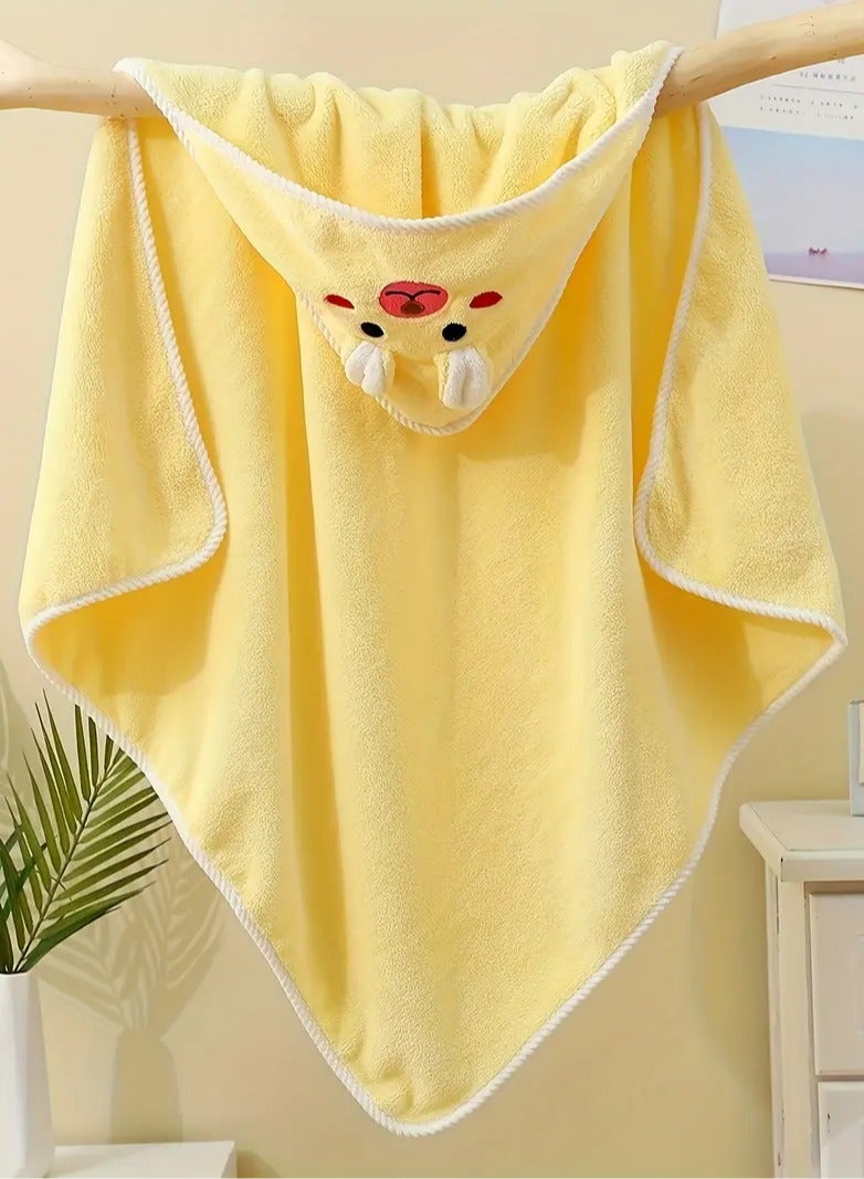 Baby Hooded Bath Towel with Adorable Animal Design, Ultra Absorbent Soft Cotton Baby Bathrobe, Perfect for Newborns, Infants & Toddlers, Ideal for Bath, Beach & Swimming Use  - Image 2