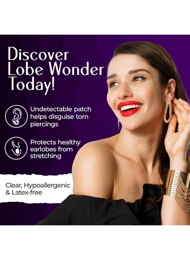 Lobe Wonder - The ORIGINAL Ear Lobe Support Patch for Pierced Ears - Eliminates the Look of Torn or Stretched Piercings - Protects Healthy Ear Lobes from Tearing - 60 Patches - Clear & Latex-Free - Image 3