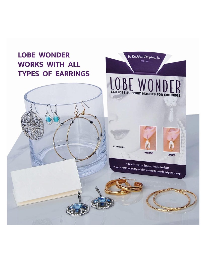 LOBE WONDER - Lobe Wonder - The ORIGINAL Ear Lobe Support Patch for Pierced Ears - Eliminates the Look of Torn or Stretched Piercings - Protects Healthy Ear Lobes from Tearing - 60 Patches - Clear & Latex-Free - Image 1