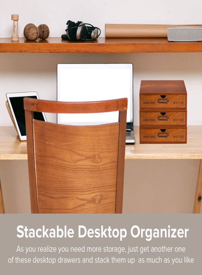 Primo Supply Wooden Single Drawer Unit - Solid Wood Monitor Stand for Desktop Organization and Storage - Stackable Desk Organizer - Rustic Nightstand With Label Holder - Countertop Organizer - Image 5