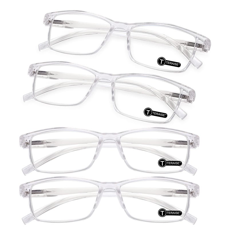 TERAISE Anti UV Reading Glasses 4 Pairs Blue Light Blocking Reader Womens Mens 200X