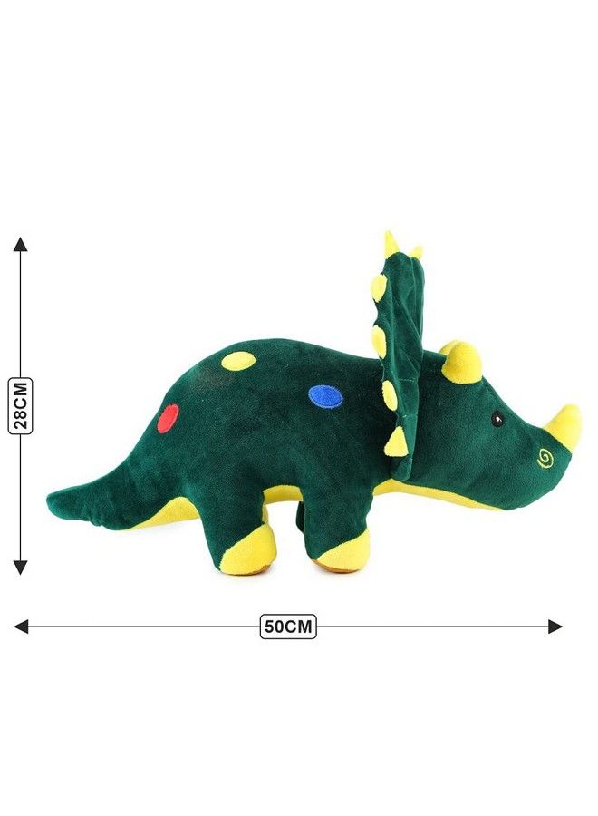 Webby Plush Adorable Dinosaur With Horns And Frill Stuffed Soft Toy For 2+ Years Kids 50Cm (Green) - Image 5