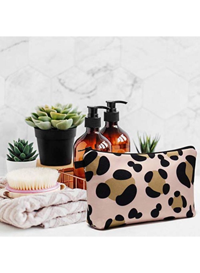 WANDF P Bag Cosmetic Bag Organizer Small Mini Makeup Pouch For Purse For Women Girls Gift (Brown Leopard)  - Image 2