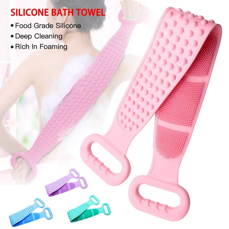 APURK APURK Wash Silicone Body Scrubber Belt Double Side Shower Belt Removes Bath Towel Waterproof Easy Foot Cleaner Cleaning Brush Random Colour - Image 2