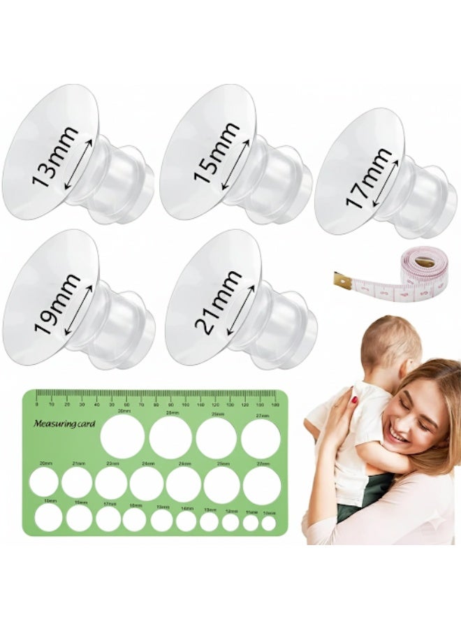 Womdee 5Pcs Silicone Flange Inserts 13/15/17/19/21mm, for Momcozy, Medela, Willow S9/S10/S12 Wearable Hand Free Breast Pump Flange Insert, Reduce 24mm Shield/Flange Nipple Tunnel Down to Correct Size Green - Image 1