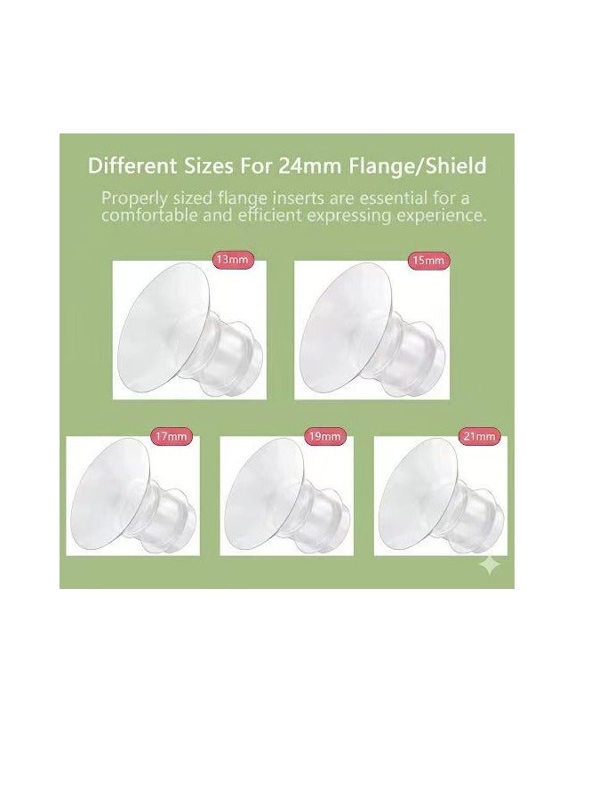 Womdee 5Pcs Silicone Flange Inserts 13/15/17/19/21mm, for Momcozy, Medela, Willow S9/S10/S12 Wearable Hand Free Breast Pump Flange Insert, Reduce 24mm Shield/Flange Nipple Tunnel Down to Correct Size Green - Image 4