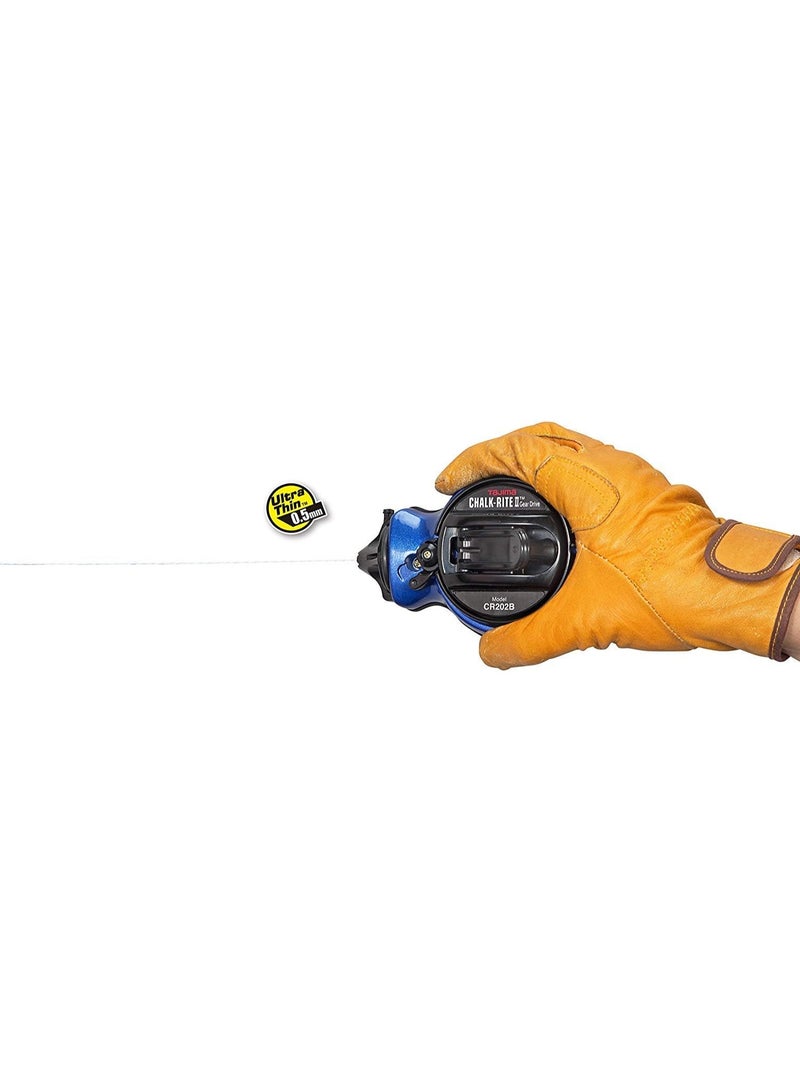 Tajima TAJIMA Chalk Line - Chalk-Rite II Chalk Box with Ultra Thin 0.5mm Snap Line & Five Gear Quick Retrieval - CR202B-P  - Image 5