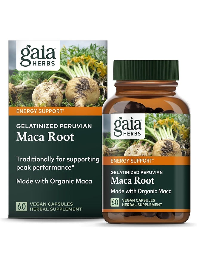 Gaia Herbs مكمل الطاقة الطبيعي خالي من الكافيين من جذور الماكا يدعم ويحافظ على الطاقة الصحية 60 كبسولة نباتية إمداد لمدة 30 يومًا - Image 1