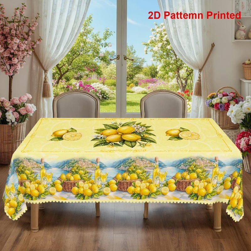 2026 New Summer Lemon Wave Edge Tablecloth Home Dining Table Dustproof Cloth Dropshipping - Image 2