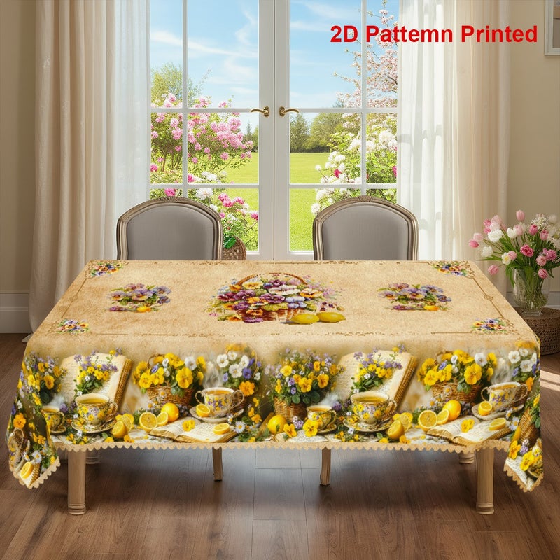 2026 New Summer Lemon Wave Edge Tablecloth Home Dining Table Dustproof Cloth Dropshipping - Image 1