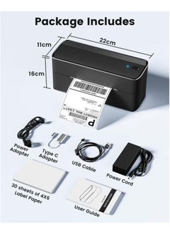 phomemo 241-BT Bluetooth Thermal Label Printer, 4X6" Wireless Shipping Label Printer for Small Business, Label Printer for Shipping Packages, Compatible with iPhone, Android Black  - Image 2
