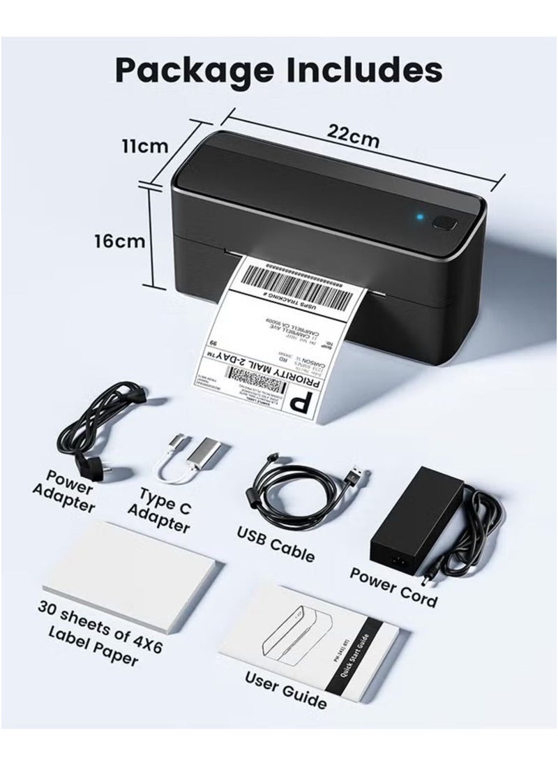 phomemo - 241-BT Bluetooth Thermal Label Printer, 4X6" Wireless Shipping Label Printer for Small Business, Label Printer for Shipping Packages, Compatible with iPhone, Android Black - Image 1