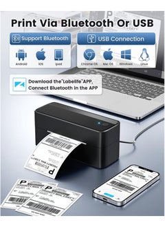 phomemo 241-BT Bluetooth Thermal Label Printer, 4X6" Wireless Shipping Label Printer for Small Business, Label Printer for Shipping Packages, Compatible with iPhone, Android Black  - Image 3