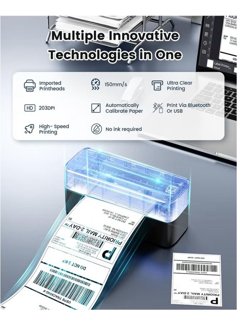 phomemo - 241-BT Bluetooth Thermal Label Printer, 4X6" Wireless Shipping Label Printer for Small Business, Label Printer for Shipping Packages, Compatible with iPhone, Android Black - Image 1