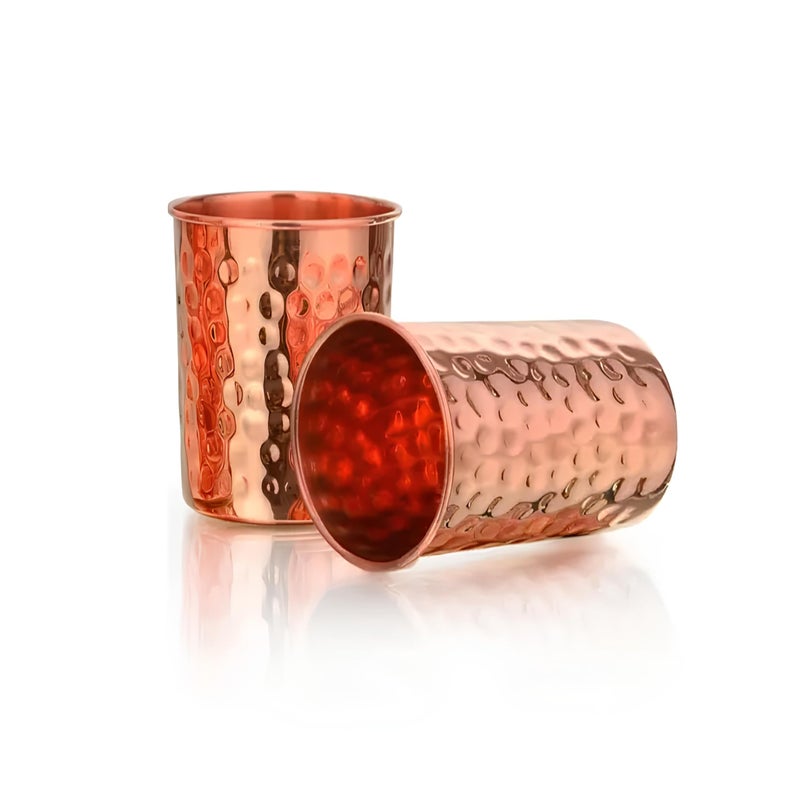 Adoko 100% Pure Copper Hammered Tumbler 300ml | Ayurvedic Drinking Glass for Water | Traditional Handcrafted Copper Utensil – 1Pc - Image 4