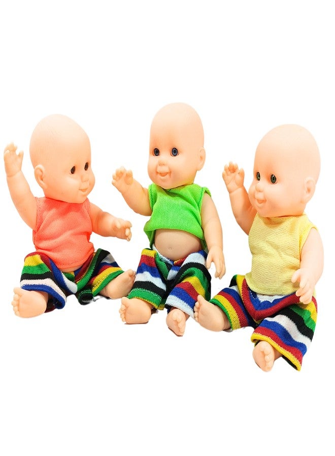 Ladli® Combo Small Doll Toy (Doll for Kids) Moveable Hands & Legs (3 pcs) Toy,The Best Gifts for Girls and Boys Naughty boy 3 Brother Cute Little Boy in Doll for Kids Mini Baby 16CM Pack of 3 - Image 1