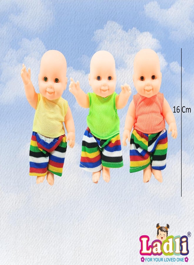 Ladli® Combo Small Doll Toy (Doll for Kids) Moveable Hands & Legs (3 pcs) Toy,The Best Gifts for Girls and Boys Naughty boy 3 Brother Cute Little Boy in Doll for Kids Mini Baby 16CM Pack of 3 - Image 2